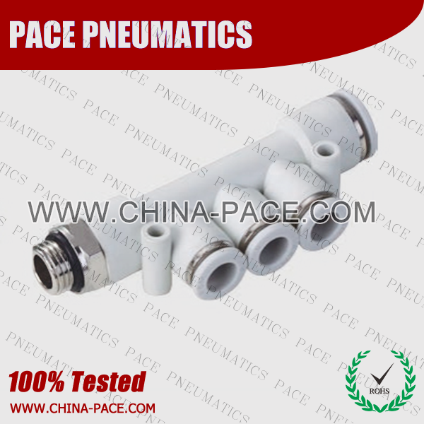 G Thread Male Triple Straight push in fittings, pneumatic fittings, one touch fittings, push to connect fittings, air fittings